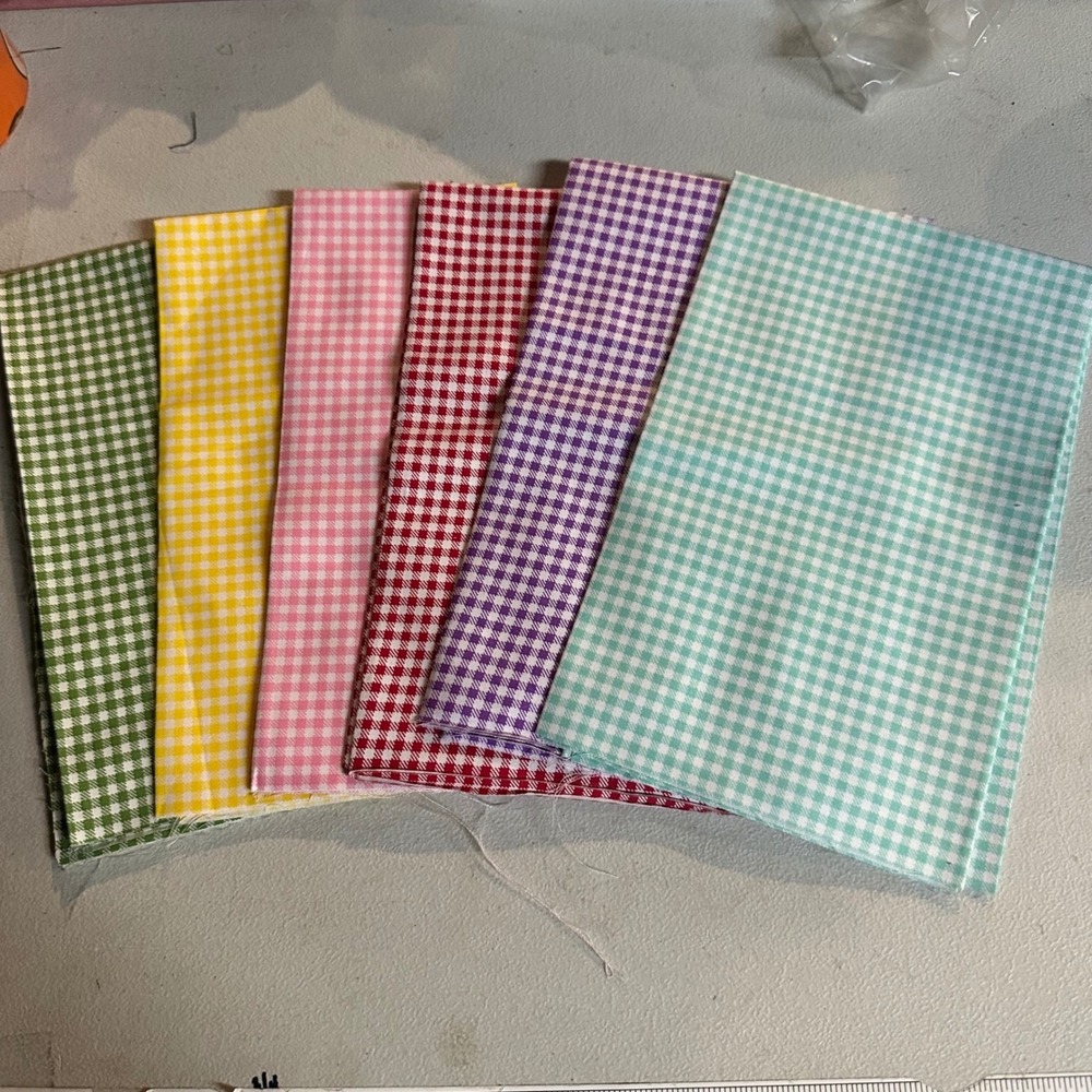 6 Piece Gingham Check Fat Quarter Fabric Bundle Multicolor 18x22 Quilting Cotton
